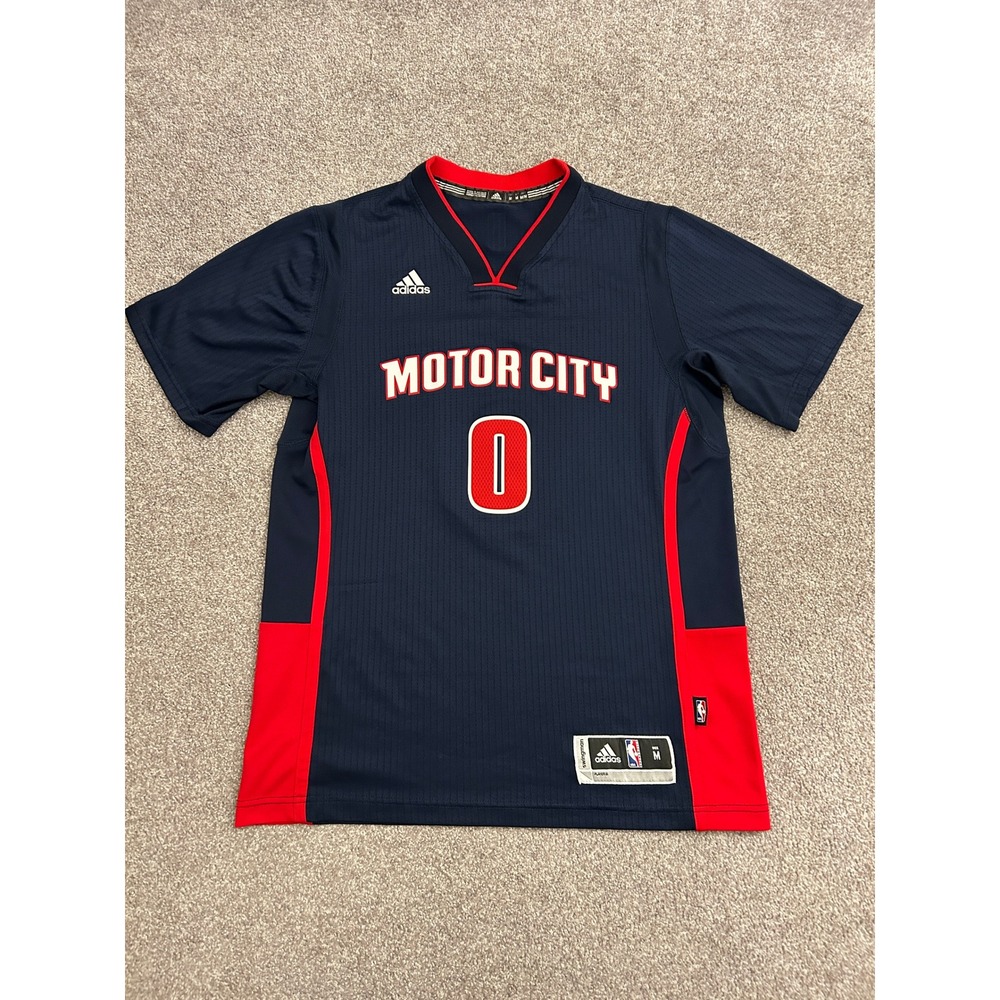Adidas Motor City Jersey Mens Medium Navy Blue Excellent Andre Drummond 0 NBA